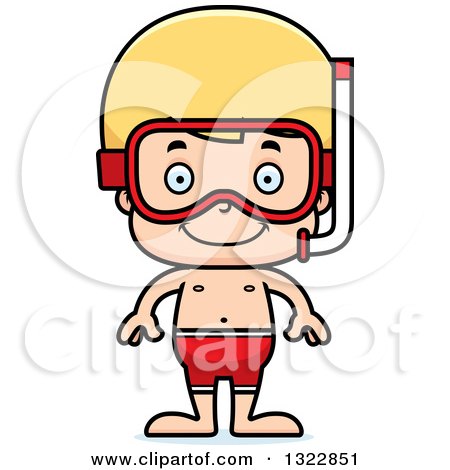 Clipart of a Cartoon Happy Blond White Boy in Snorkel Gear - Royalty Free Vector Illustration by Cory Thoman