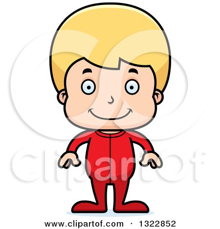 Clipart of a Cartoon Happy Blond White Boy in Pajamas - Royalty Free Vector Illustration by Cory Thoman