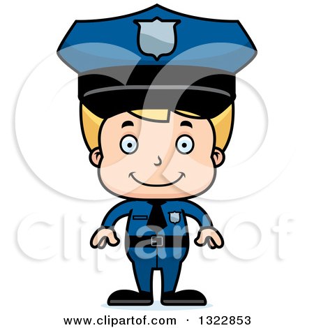 Clipart of a Cartoon Happy Blond White Boy Police Officer - Royalty Free Vector Illustration by Cory Thoman