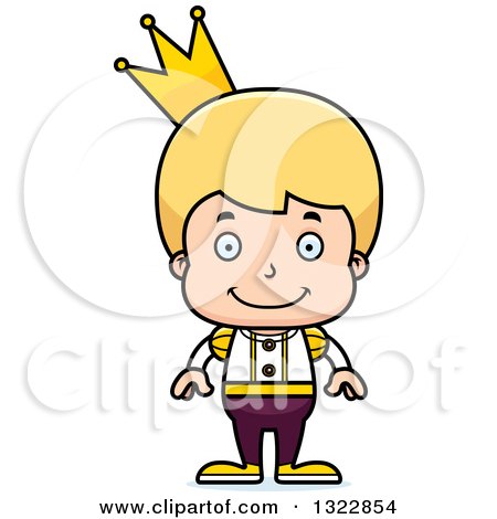 Clipart of a Cartoon Happy Blond White Boy Prince - Royalty Free Vector Illustration by Cory Thoman
