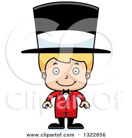Clipart of a Cartoon Happy Blond White Boy Circus Ringmaster - Royalty Free Vector Illustration by Cory Thoman