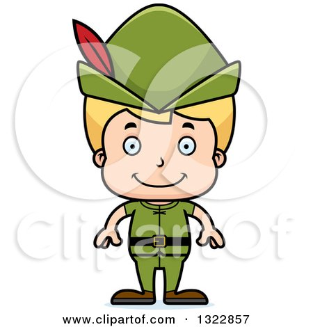 Clipart of a Cartoon Happy Blond White Boy Robin Hood - Royalty Free Vector Illustration by Cory Thoman