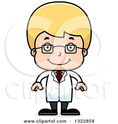 Clipart of a Cartoon Happy Blond White Boy Scientist - Royalty Free Vector Illustration by Cory Thoman