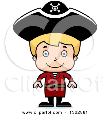 Clipart of a Cartoon Happy Blond White Pirate Boy - Royalty Free Vector Illustration by Cory Thoman