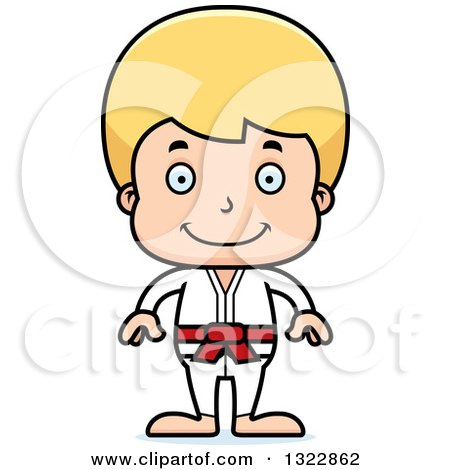 Clipart of a Cartoon Happy Blond White Karate Boy - Royalty Free Vector Illustration by Cory Thoman