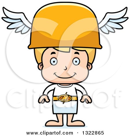Clipart of a Cartoon Happy Blond White Hermes Boy Boy - Royalty Free Vector Illustration by Cory Thoman