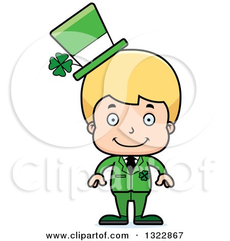 Clipart of a Cartoon Happy Blond White Irish St Patricks Day Boy - Royalty Free Vector Illustration by Cory Thoman