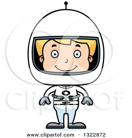 Clipart of a Cartoon Happy Blond White Boy Astronaut - Royalty Free Vector Illustration by Cory Thoman