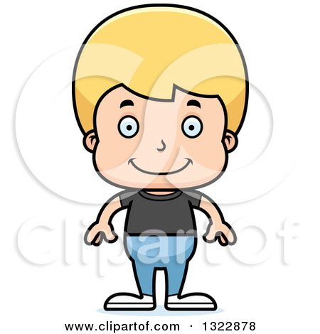 Clipart of a Cartoon Happy Blond White Casual Boy - Royalty Free Vector Illustration by Cory Thoman