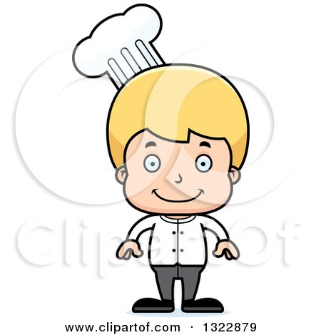 Clipart of a Cartoon Happy Blond White Boy Chef - Royalty Free Vector Illustration by Cory Thoman