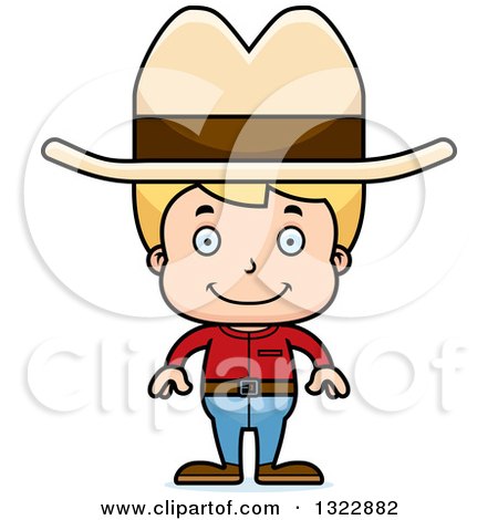 Clipart of a Cartoon Happy Blond White Boy Cowboy - Royalty Free Vector Illustration by Cory Thoman