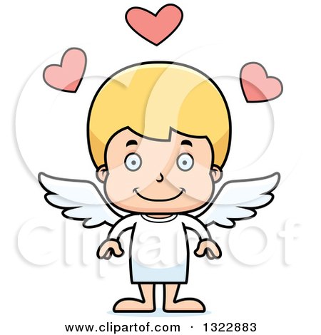 Clipart of a Cartoon Happy Blond White Boy Cupid - Royalty Free Vector Illustration by Cory Thoman