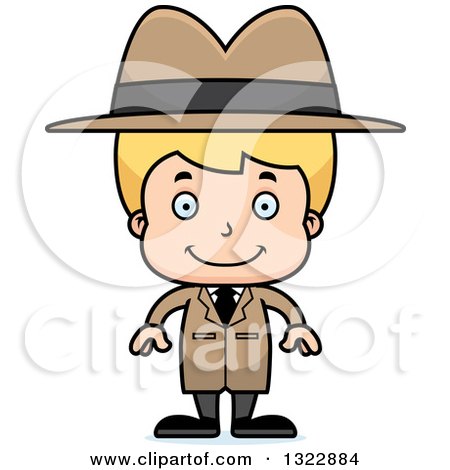 Clipart of a Cartoon Happy Blond White Boy Detective - Royalty Free Vector Illustration by Cory Thoman