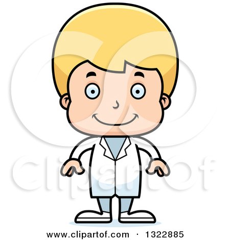 Clipart of a Cartoon Happy Blond White Boy Doctor - Royalty Free Vector Illustration by Cory Thoman