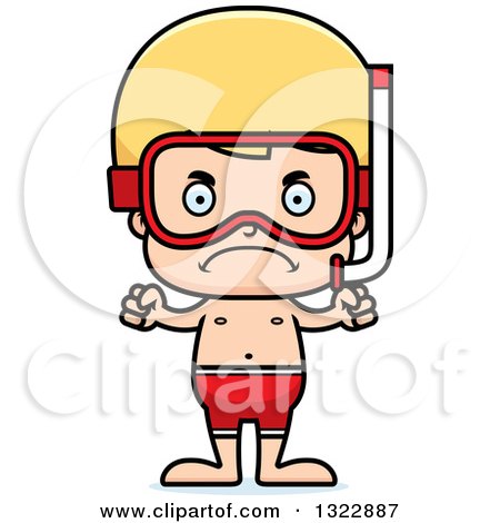 Clipart of a Cartoon Mad Blond White Boy in Snorkel Gear - Royalty Free Vector Illustration by Cory Thoman