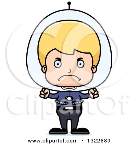 Clipart of a Cartoon Mad Blond White Futuristic Space Boy - Royalty Free Vector Illustration by Cory Thoman