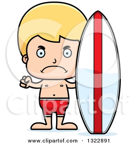 Clipart of a Cartoon Mad Blond White Surfer Boy - Royalty Free Vector Illustration by Cory Thoman