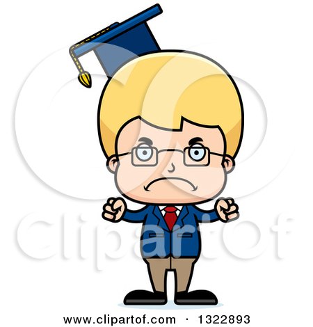 Clipart of a Cartoon Mad Blond White Boy Professor - Royalty Free Vector Illustration by Cory Thoman