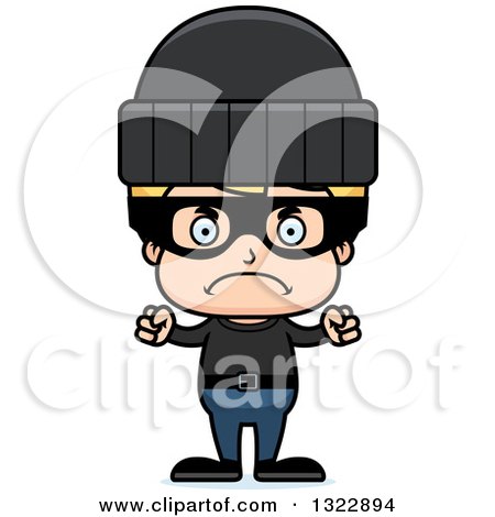 Clipart of a Cartoon Mad Blond White Boy Robber - Royalty Free Vector Illustration by Cory Thoman