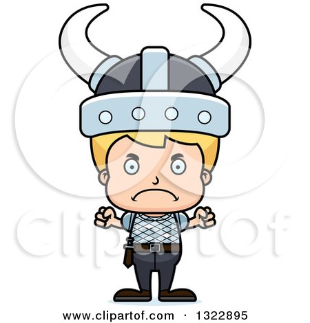 Clipart of a Cartoon Mad Blond White Boy Viking - Royalty Free Vector Illustration by Cory Thoman