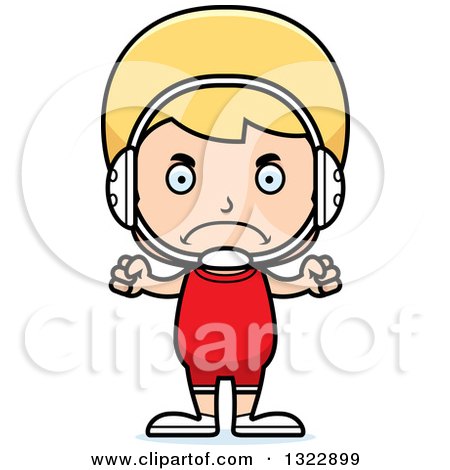 Clipart of a Cartoon Mad Blond White Boy Wrestler - Royalty Free Vector Illustration by Cory Thoman