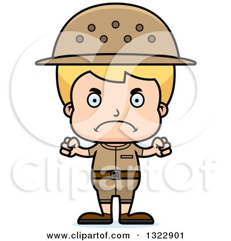 Clipart of a Cartoon Mad Blond White Boy Zookeeper - Royalty Free Vector Illustration by Cory Thoman