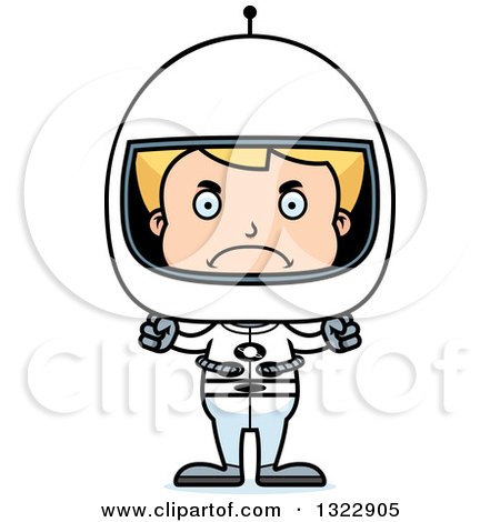 Clipart of a Cartoon Mad Blond White Boy Astronaut - Royalty Free Vector Illustration by Cory Thoman