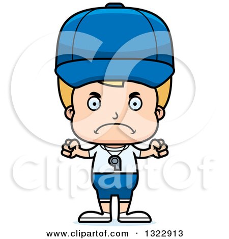 Clipart of a Cartoon Mad Blond White Boy Sports Coach - Royalty Free Vector Illustration by Cory Thoman