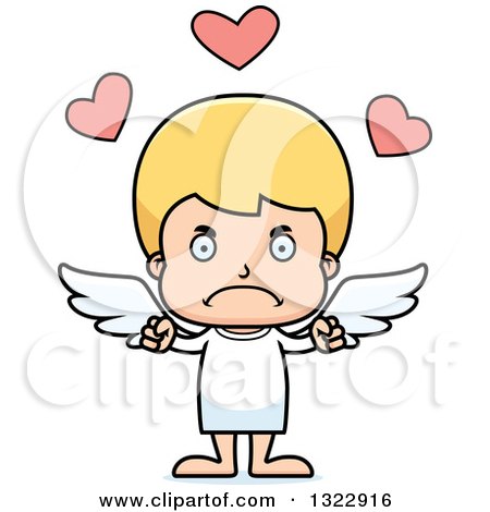 Clipart of a Cartoon Mad Blond White Boy Cupid - Royalty Free Vector Illustration by Cory Thoman