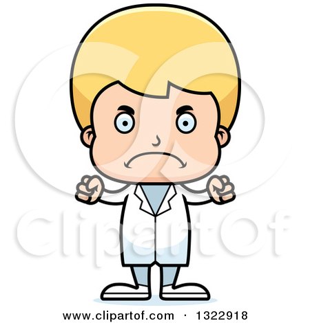 Clipart of a Cartoon Mad Blond White Boy Doctor - Royalty Free Vector Illustration by Cory Thoman