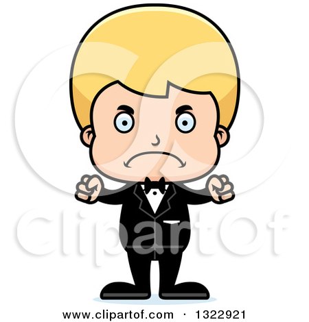 Clipart of a Cartoon Mad Blond White Boy Groom - Royalty Free Vector Illustration by Cory Thoman