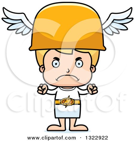 Clipart of a Cartoon Mad Blond White Hermes Boy Boy - Royalty Free Vector Illustration by Cory Thoman