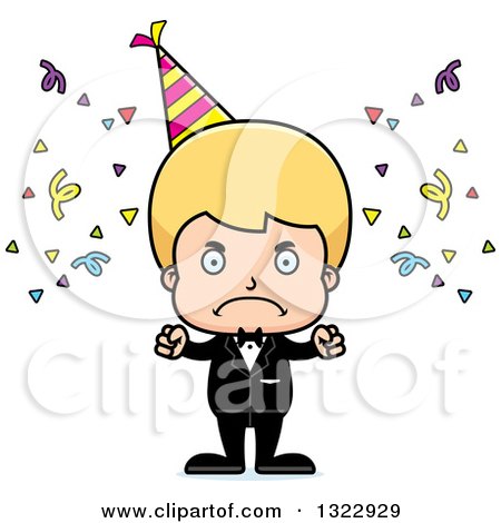 Clipart of a Cartoon Mad Blond White Party Boy - Royalty Free Vector Illustration by Cory Thoman