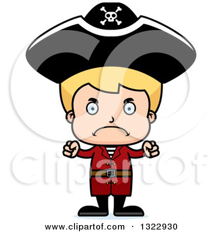 Clipart of a Cartoon Mad Blond White Pirate Boy - Royalty Free Vector Illustration by Cory Thoman