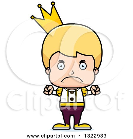 Clipart of a Cartoon Mad Blond White Boy Prince - Royalty Free Vector Illustration by Cory Thoman