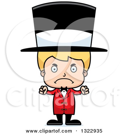 Clipart of a Cartoon Mad Blond White Boy Circus Ringmaster - Royalty Free Vector Illustration by Cory Thoman
