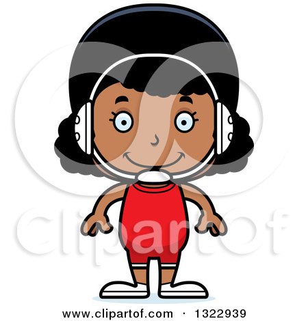 Clipart of a Cartoon Happy Black Girl Wrestler - Royalty Free Vector Illustration by Cory Thoman
