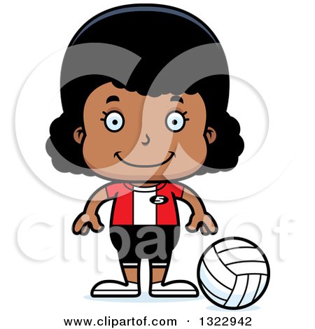 Clipart of a Cartoon Happy Black Girl Volleyball Player - Royalty Free Vector Illustration by Cory Thoman
