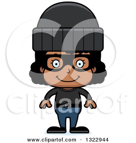 Clipart of a Cartoon Happy Black Girl Robber - Royalty Free Vector Illustration by Cory Thoman