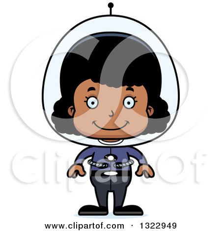 Clipart of a Cartoon Happy Black Space Girl - Royalty Free Vector Illustration by Cory Thoman