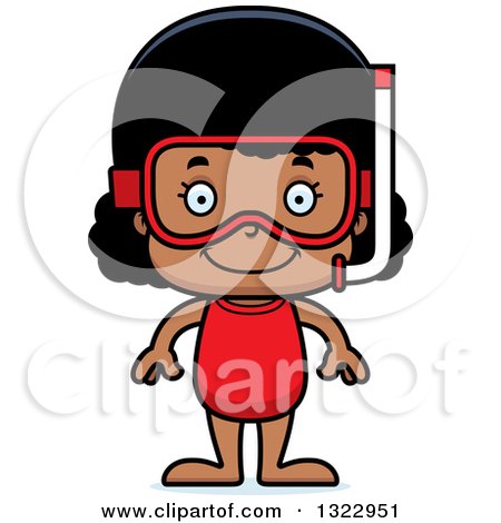 Clipart of a Cartoon Happy Black Girl in Snorkel Gear - Royalty Free Vector Illustration by Cory Thoman