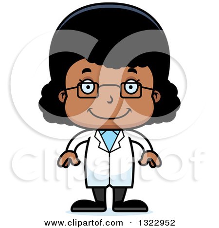 Clipart of a Cartoon Happy Black Girl Scientist - Royalty Free Vector Illustration by Cory Thoman