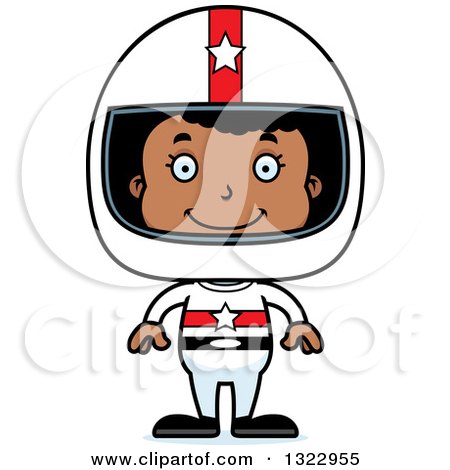 Clipart of a Cartoon Happy Black Girl Race Car Driver - Royalty Free Vector Illustration by Cory Thoman