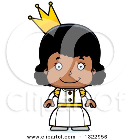 Clipart of a Cartoon Happy Black Girl Princess - Royalty Free Vector Illustration by Cory Thoman