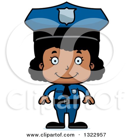 Clipart of a Cartoon Happy Black Girl Police Officer - Royalty Free Vector Illustration by Cory Thoman