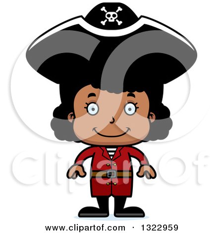 Clipart of a Cartoon Happy Black Girl Pirate - Royalty Free Vector Illustration by Cory Thoman