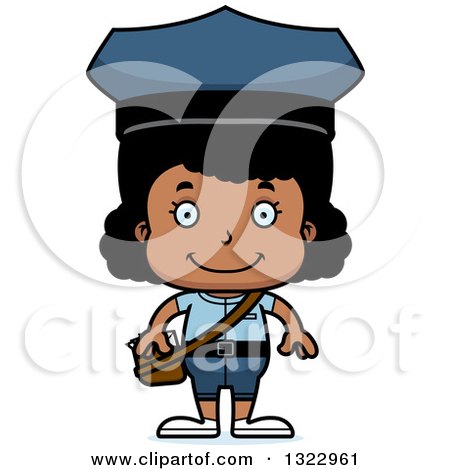 Clipart of a Cartoon Happy Black Girl Mailman - Royalty Free Vector Illustration by Cory Thoman
