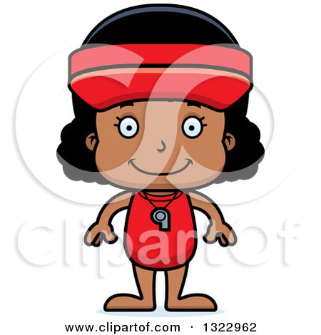 Clipart of a Cartoon Happy Black Girl Lifeguard - Royalty Free Vector Illustration by Cory Thoman