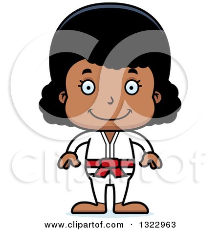 Clipart of a Cartoon Happy Black Karate Girl - Royalty Free Vector Illustration by Cory Thoman