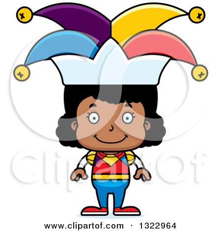 Clipart of a Cartoon Happy Black Girl Jester - Royalty Free Vector Illustration by Cory Thoman